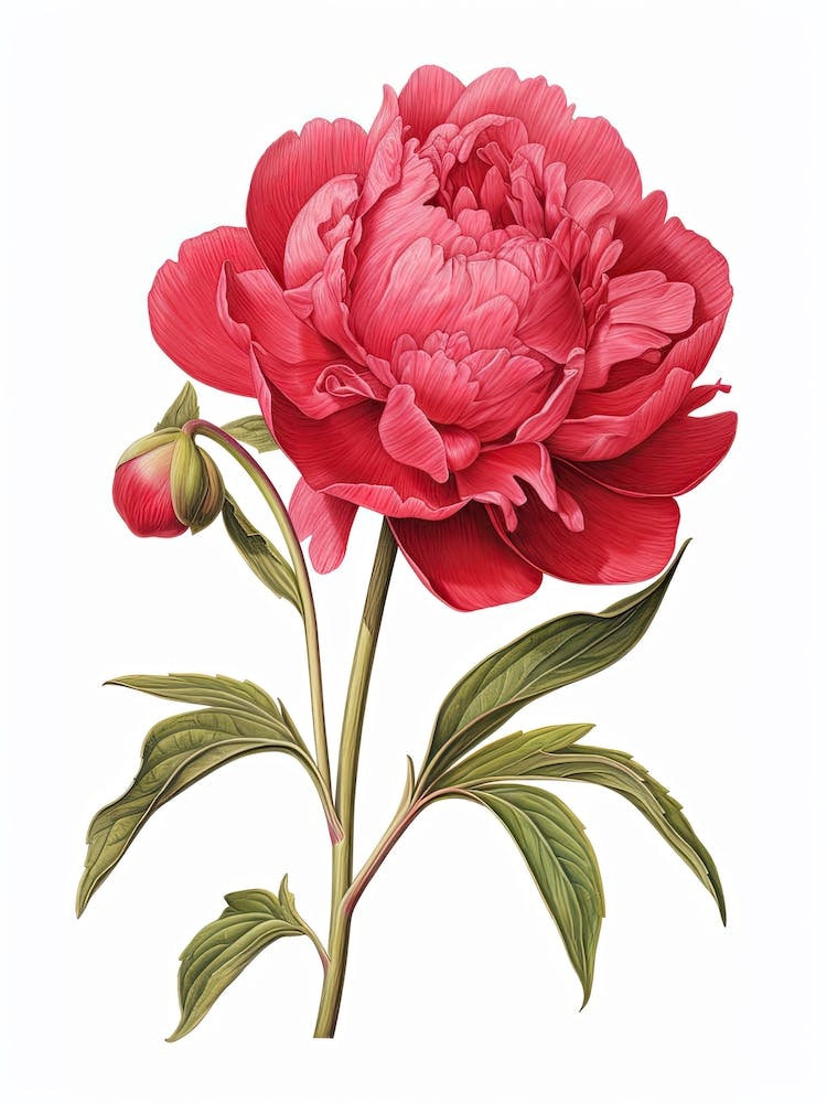 Pfingstrosenblume Vintage Botanisch 1