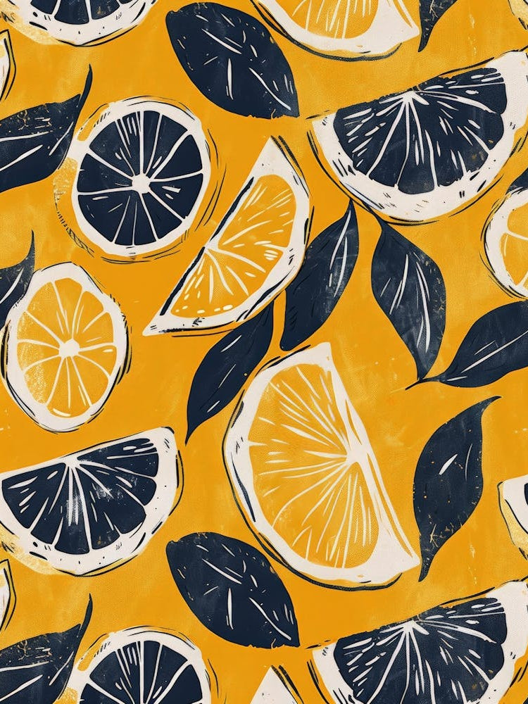 Lemon Slices On Yellow Background