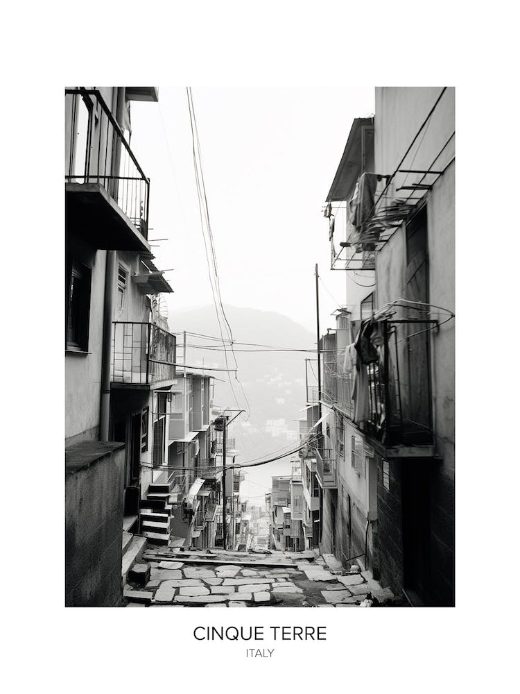 Poster Of Cinque Terre, Italy, Black And White Photo 4