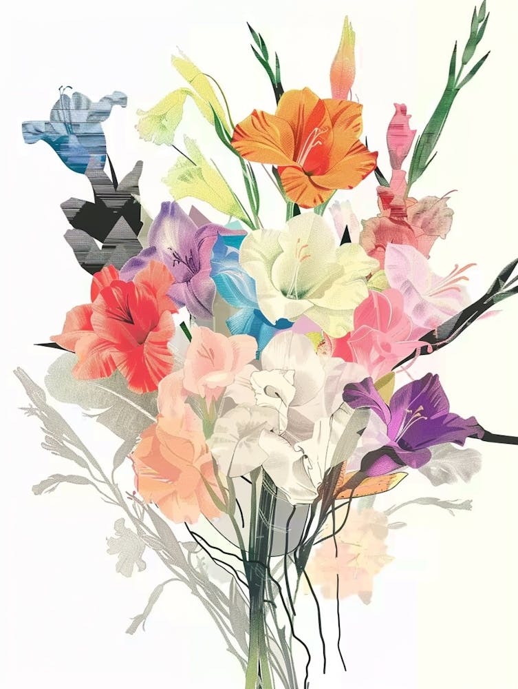 Gladiolus 1 Collage Flower Bouquet