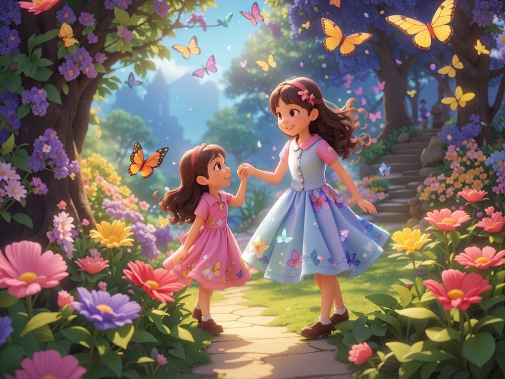 Two Girls In A Garden