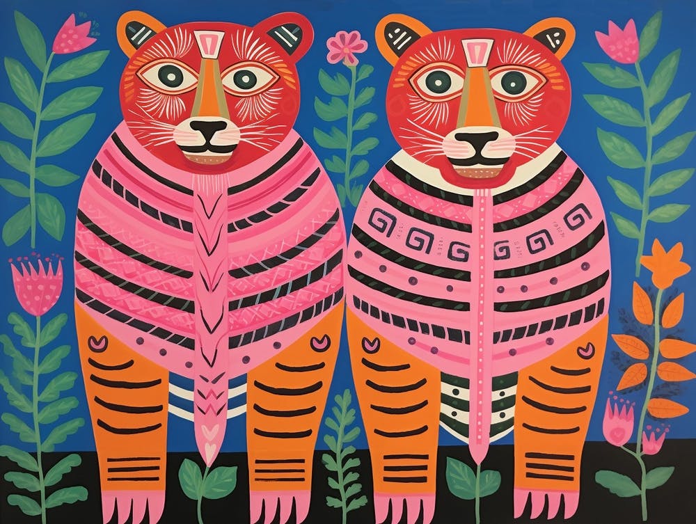 Tigre du Bengale 1 - Illustration animale de style folklorique