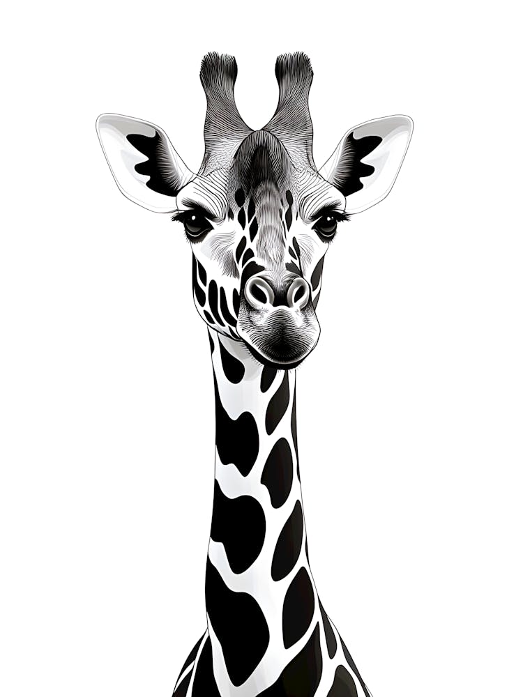Schwarz-Weiß Giraffen Wandkunst Moderner Safari-Tierdruck