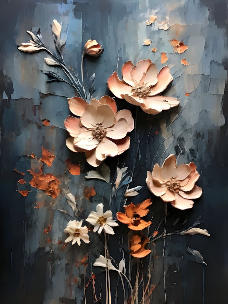 Flowers On A Blue Background 12