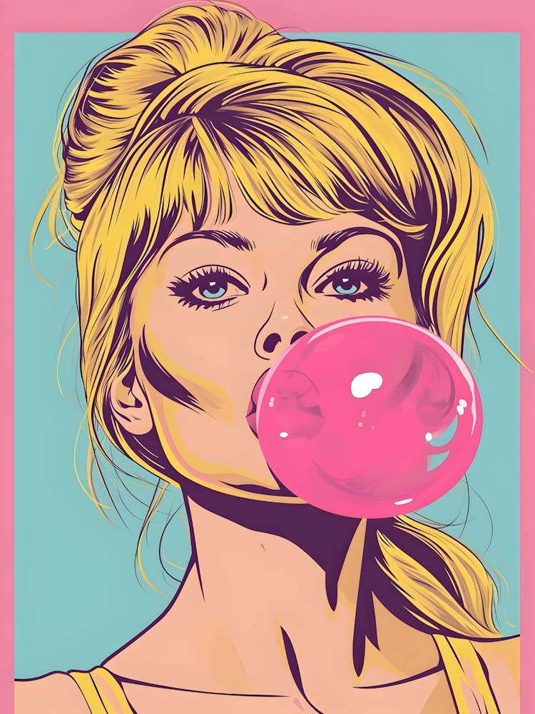 Pop Girl Blowing Bubble Gum