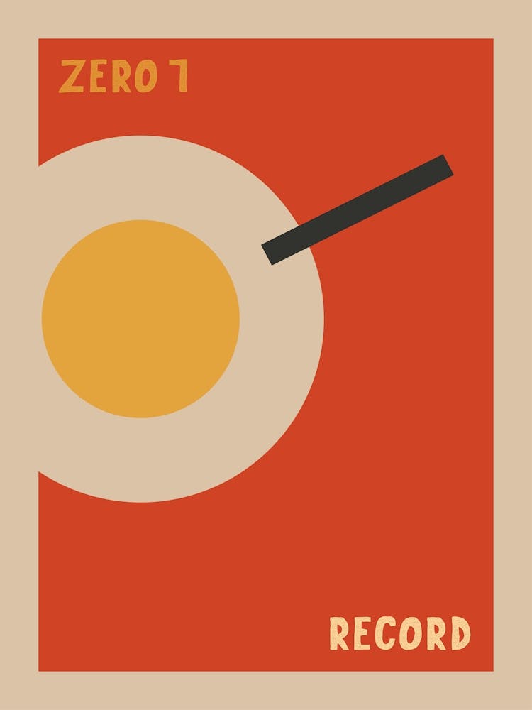 Zero 7 Music Poster Song Lyrics Print Mid Century Modern Decor Alternative Band Poster Record Player Funky