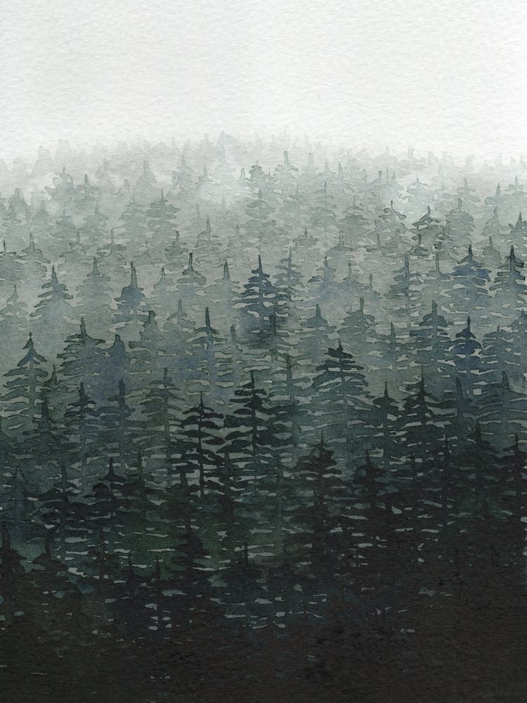 Misty Forest Watercolour