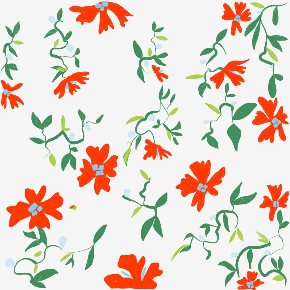 Red Flowers On A White Background