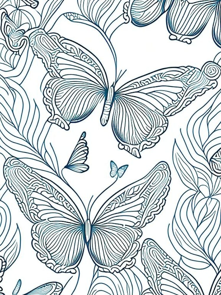 Butterfly Flying In Sky William Morris Inspired 1