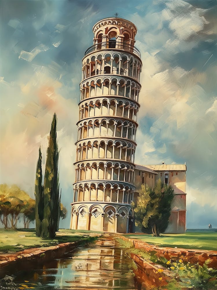 Schiefer Turm von Pisa Camille Pissarro Stil 4