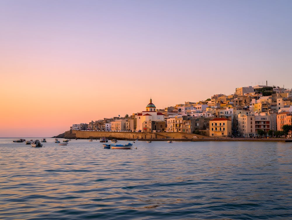 Coastal Town Sunset Photo Print - Picturesque Mediterranean Village