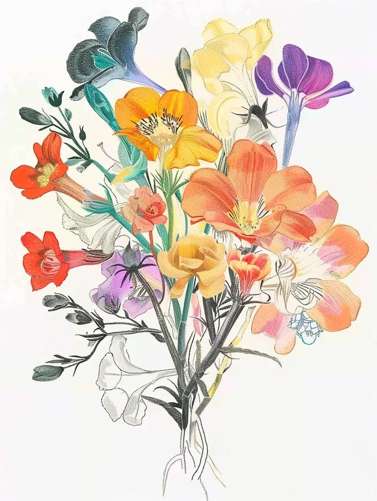Freesia 2 Collage Flower Bouquet