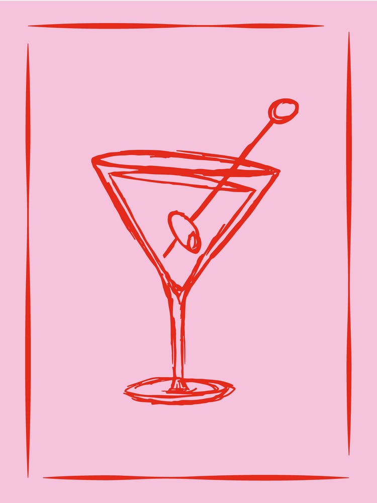 Martini Cocktail Red and Pink