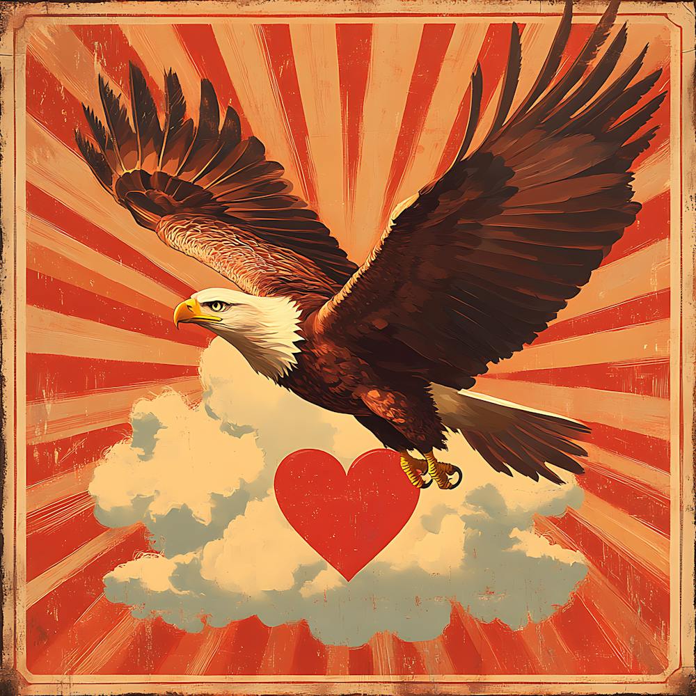 Aigle Art Déco avec Nuage en Cœur 3