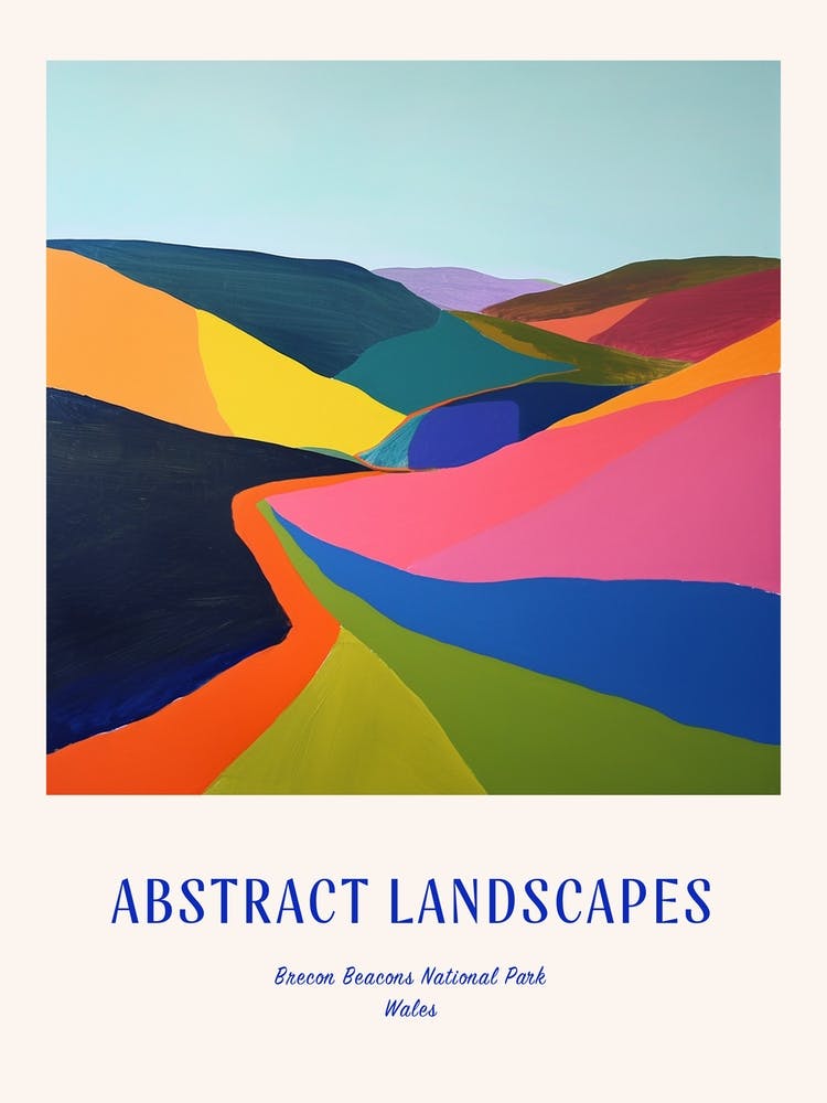 Colourful Abstract Brecon Beacons National Park Wales 1 Poster Blue