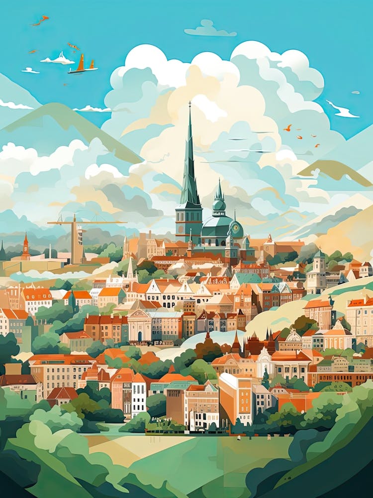 Warsaw, Poland, Geometric Illustration 3