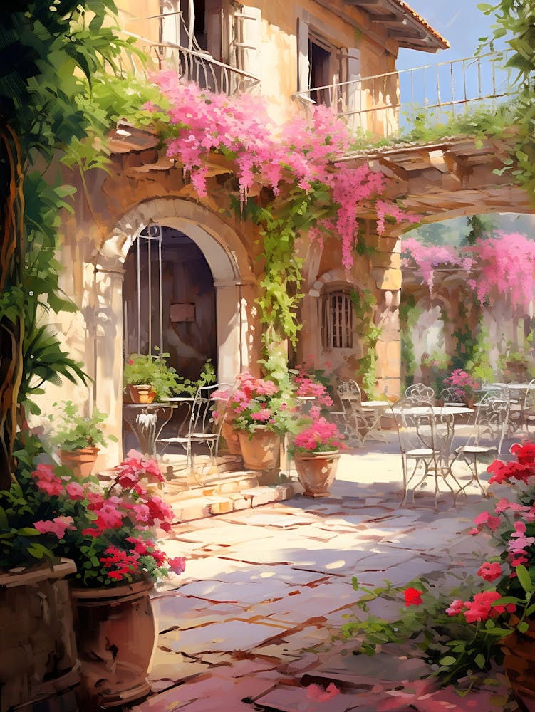 Colorful Courtyard Image With Pl1