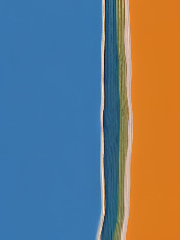 Abstrakte Linien Strand Meridian Küstenlinie Orange und Blau