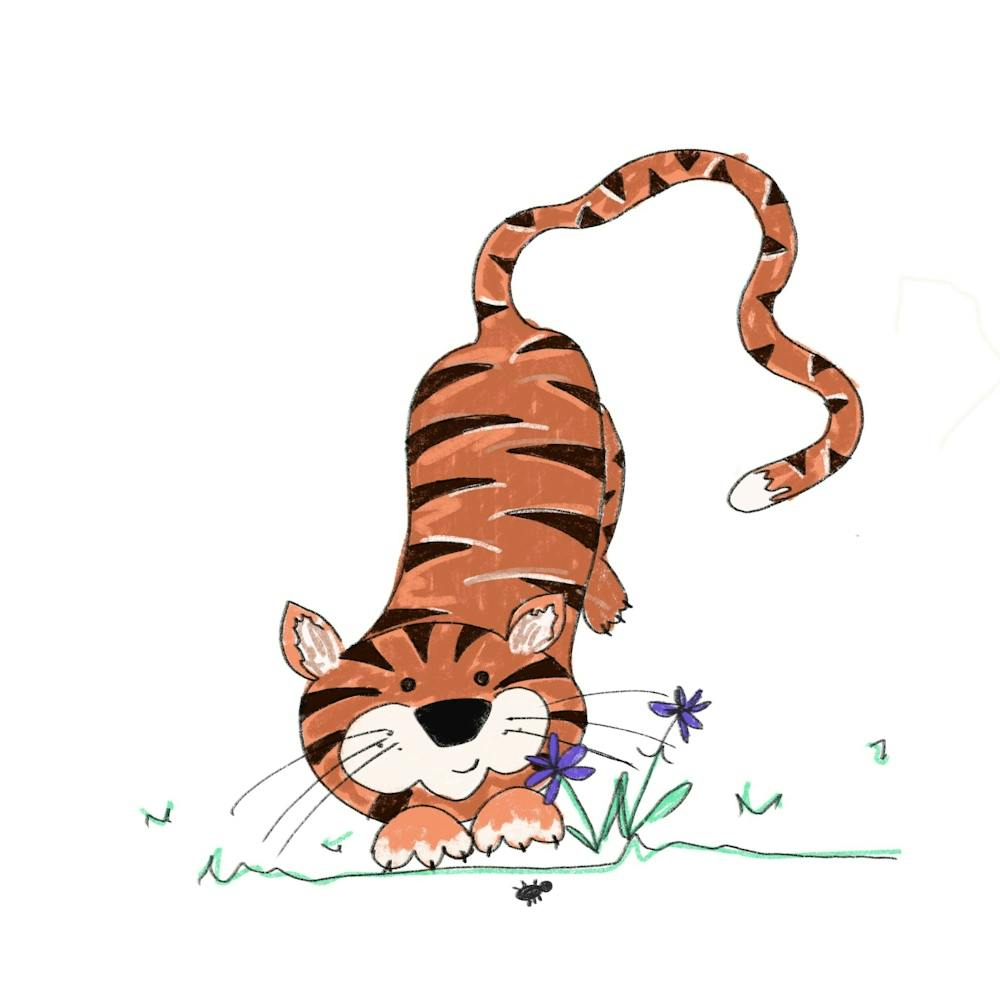 Tiger With Flowers 1