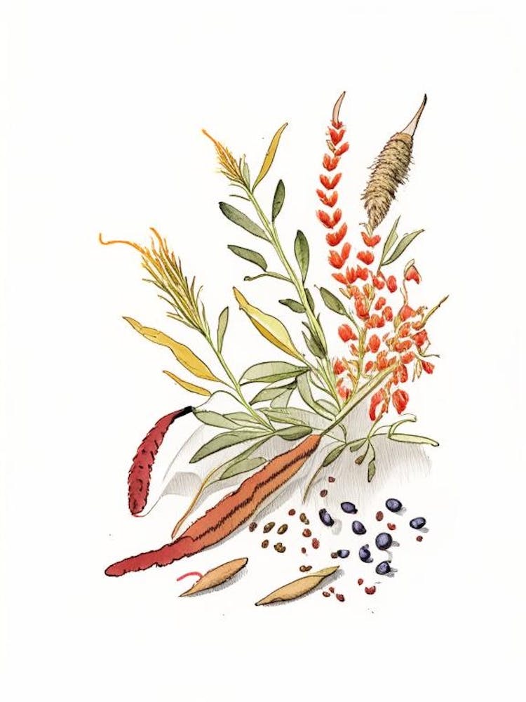 Cat S Claw Spices And Herbs Pencil Illustration 3