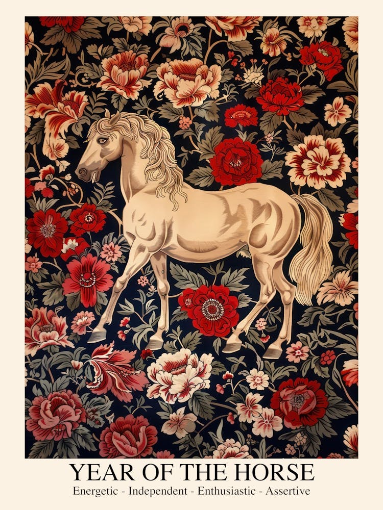 Chinese Lunar Year Of The Horse William Morris Style