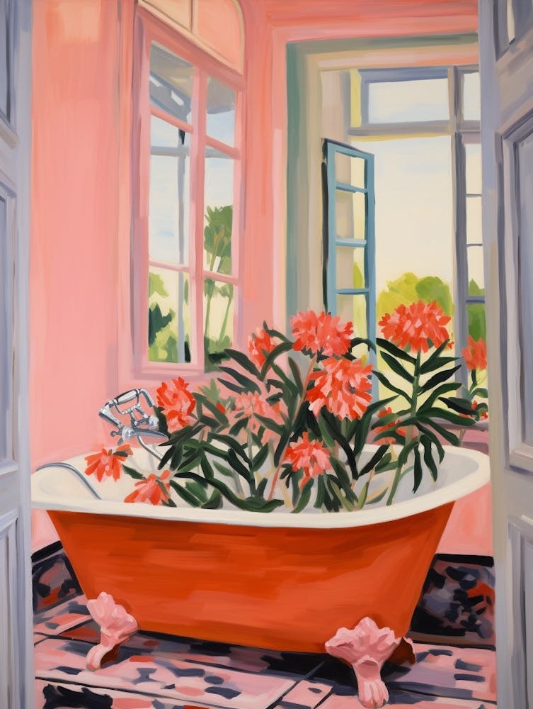 A Bathtube Full Of Carnation In A Bathroom 2