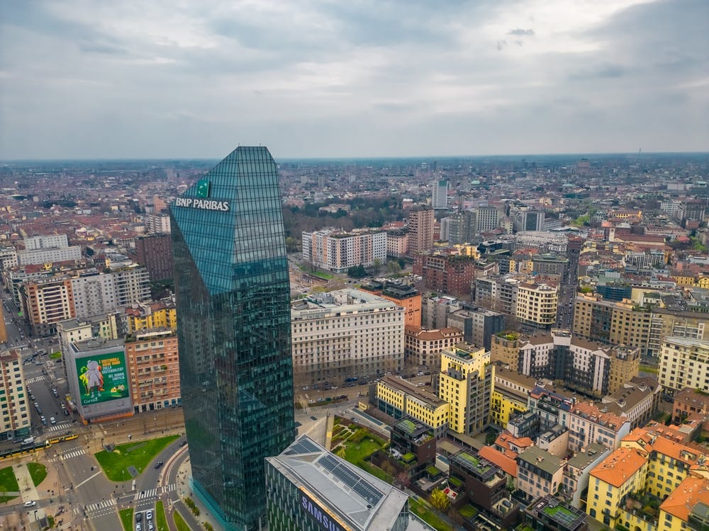 Milan Poster Skyscrapers aerial view