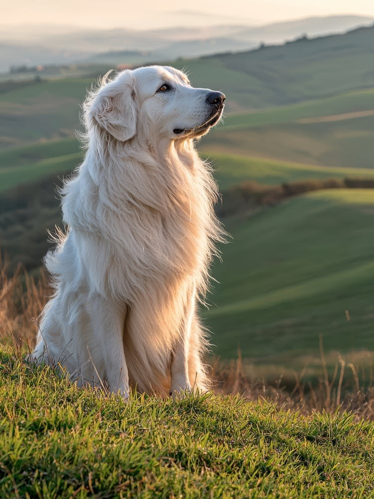 Golden Retriever In The Countryside, Generated AI.