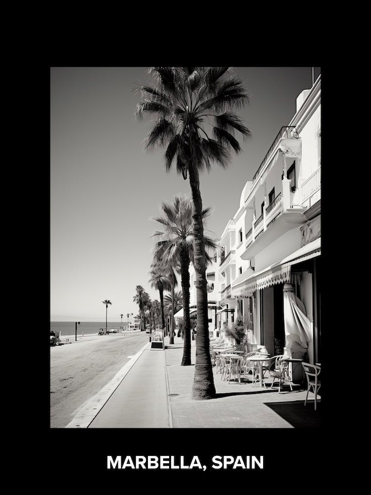 Poster von Marbella, Spanien, Mediterrane Schwarz-Weiß-Analogfotografie 3