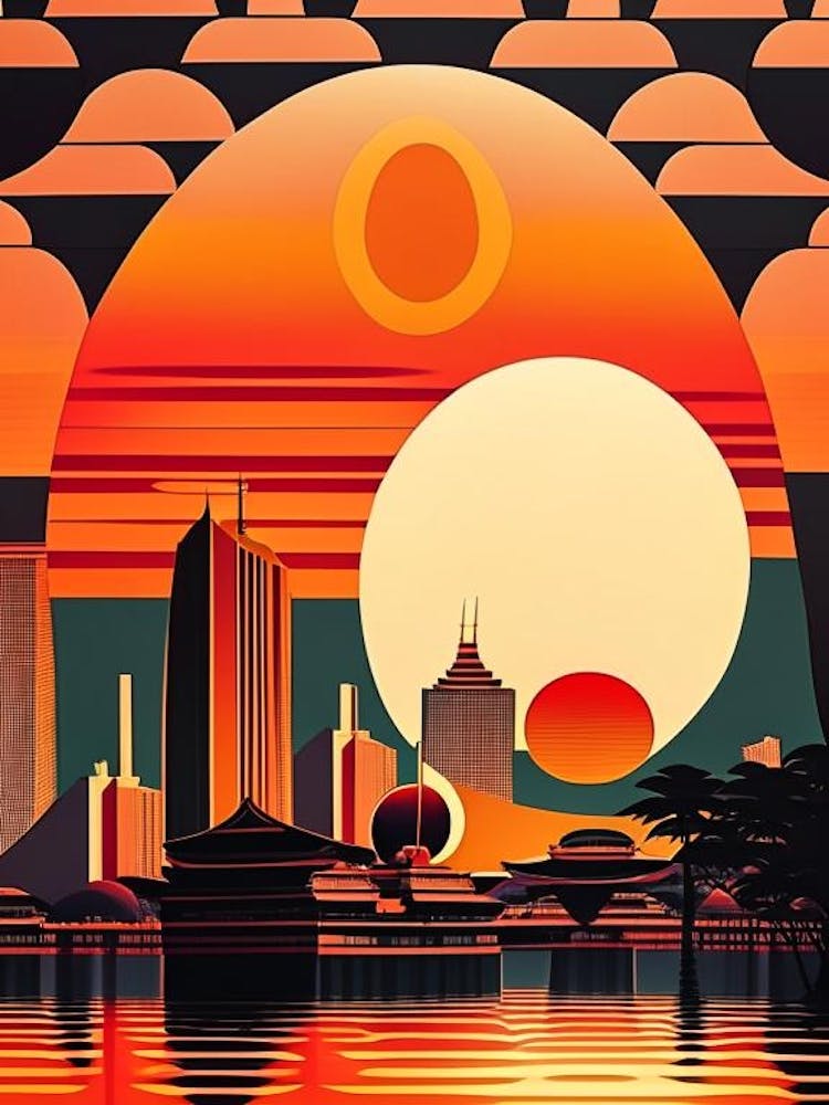 Osaka Japan Au Coucher du Soleil
