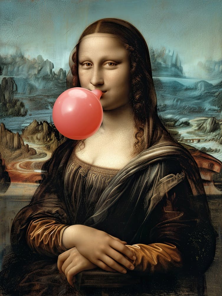 Mona Lisa with Bubble Gum