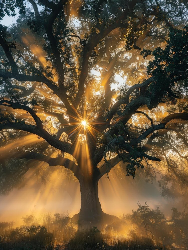 Sunrise Over The Oak Tree