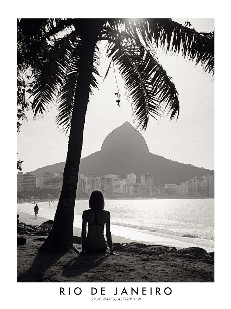 Poster Of Rio De Janeiro, Black And White Analogue Photograph 1