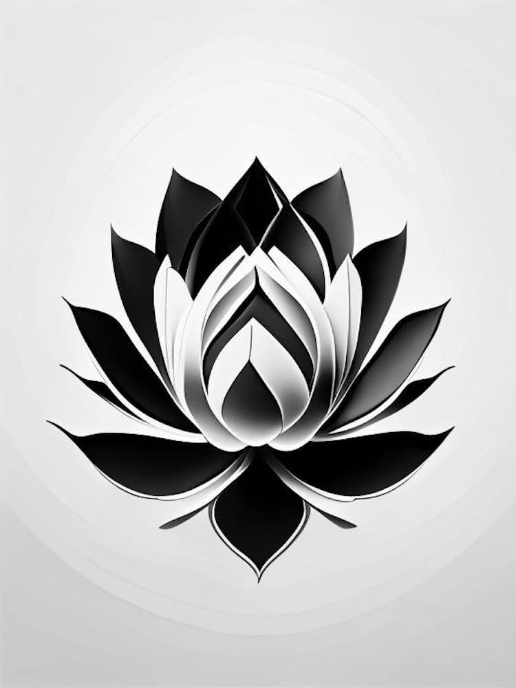 Double Lotus Black And White Geometric 2