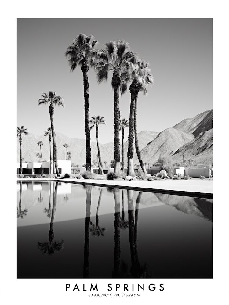 Poster von Palm Springs, Schwarz-Weiß Analogfotografie 4