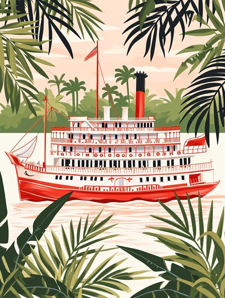 Steamboat Natchez Storybook Illustration 1