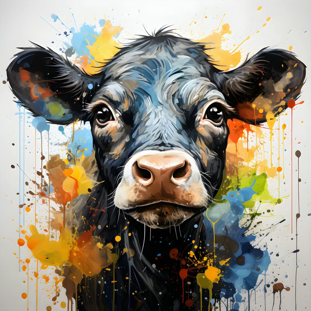 Charming Watercolor Cow