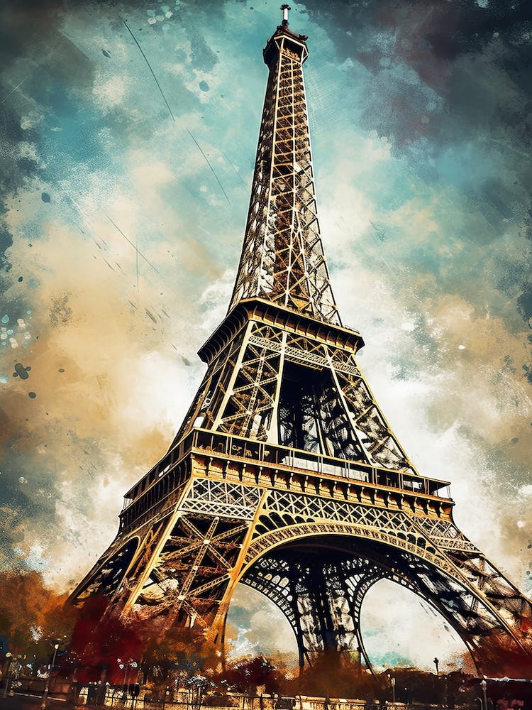 Eiffel Tower Paris France Sketch Drawing Style 11