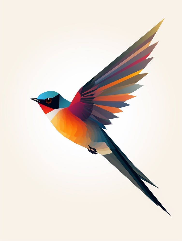 Colourful Geometric Bird Barn Swallow