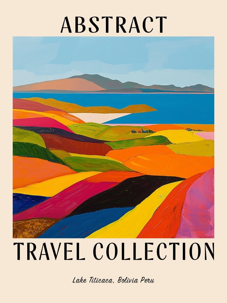 Abstract Travel Collection Poster Lake Titicaca Bolivia Peru 3