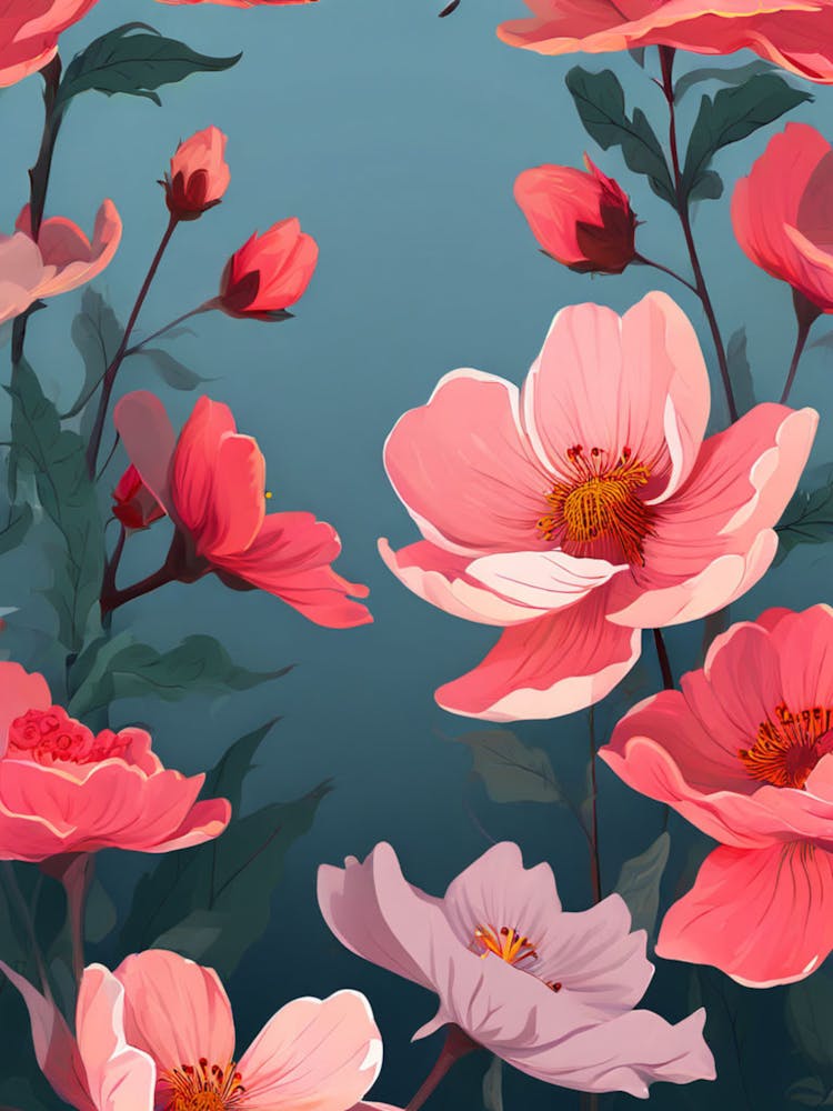 Rosa Blumen Tapete 2