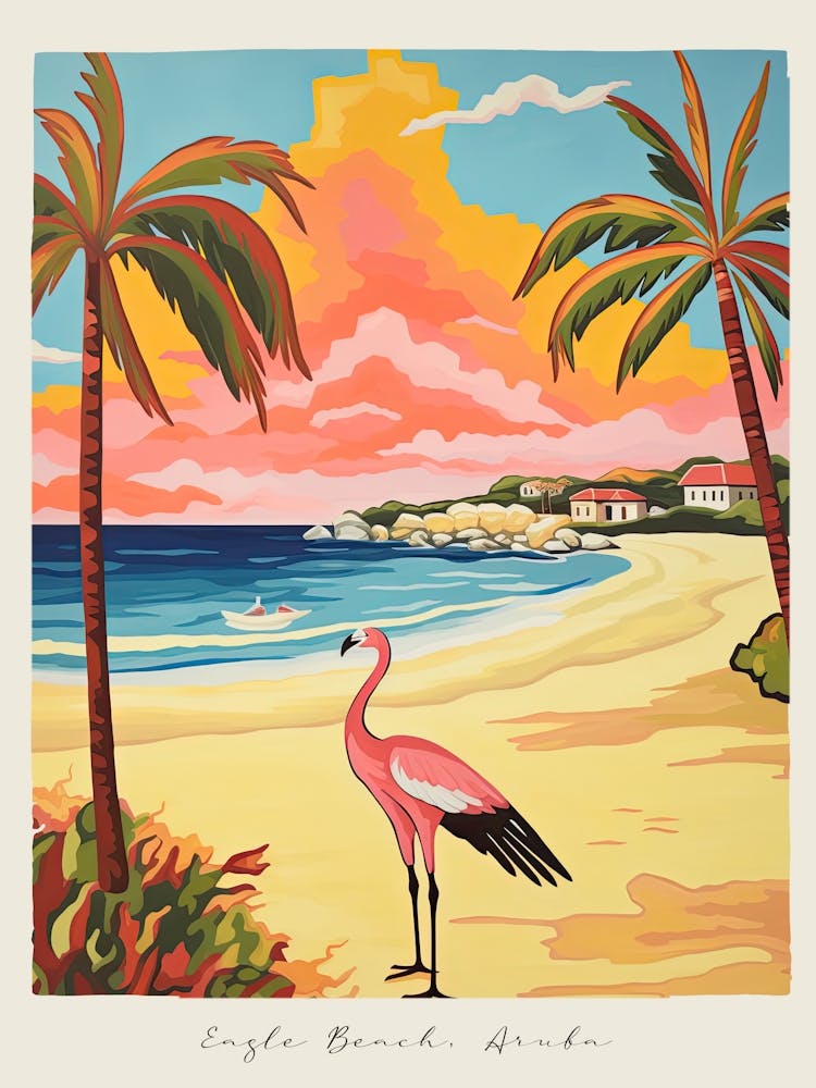 Poster Of Eagle Beach, Aruba, Matisse And Rousseau Style 2