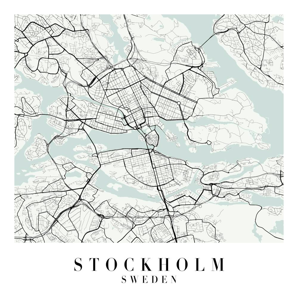 Stockholm Sweden Street Map Minimal Color Square