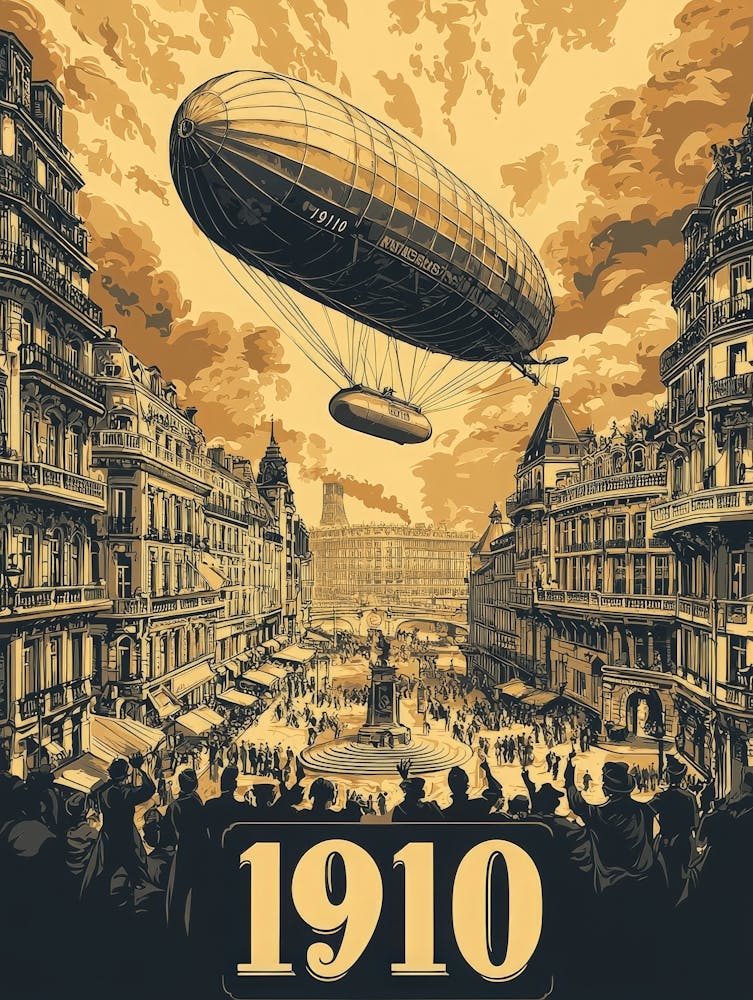 Aihrgdesign A Vintage Poster Of An Early Airship Soaring Abov 972fc6c2 D4d0 4e7f Ad73 C428c4d7dd0f 0