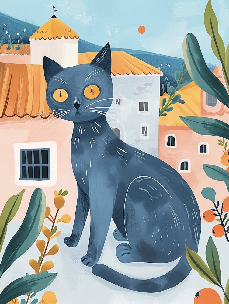 Russian Blue Storybook Illustration 4