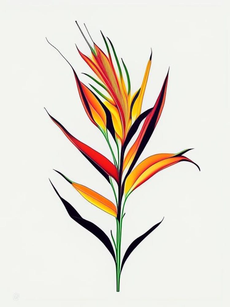 Heliconia Floral Minimal Line Drawing 2 Flower
