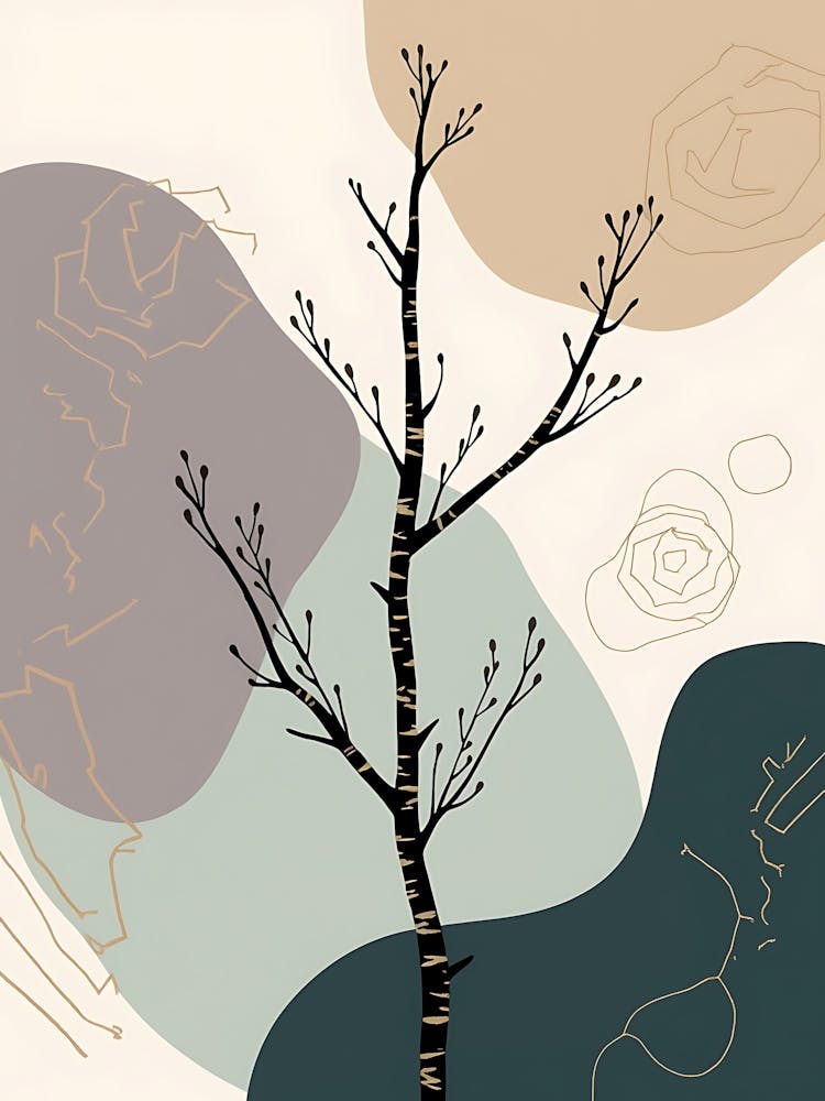 Calming Botanical Composition in Neutral Palette