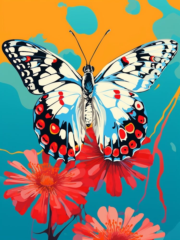 Pop Art Marbled White Butterfly 3