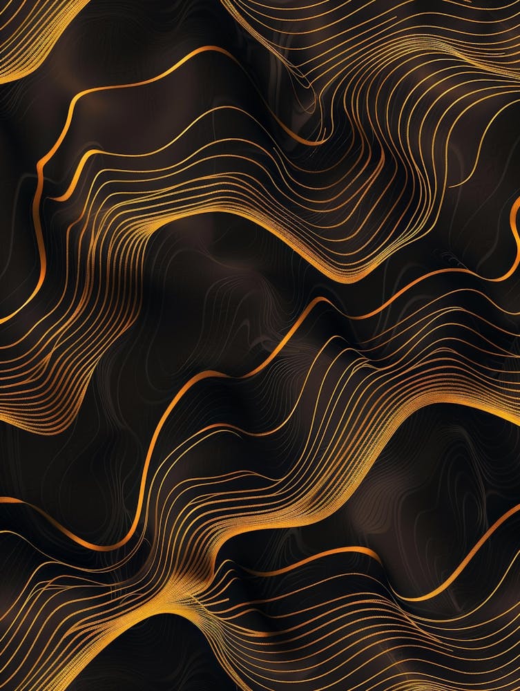 Abstract Golden Wavy Lines