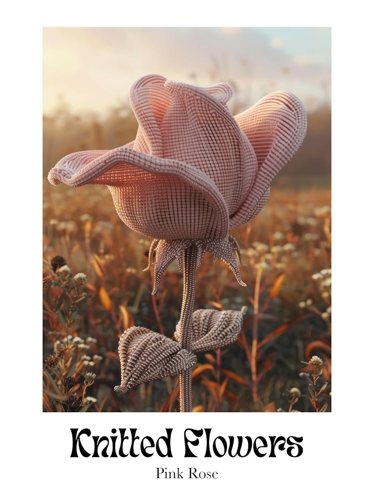 Knitted Flowers Pink Rose